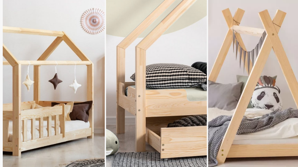 lozka-montessori-domek-z-szuflada-podlogowe-kiedera